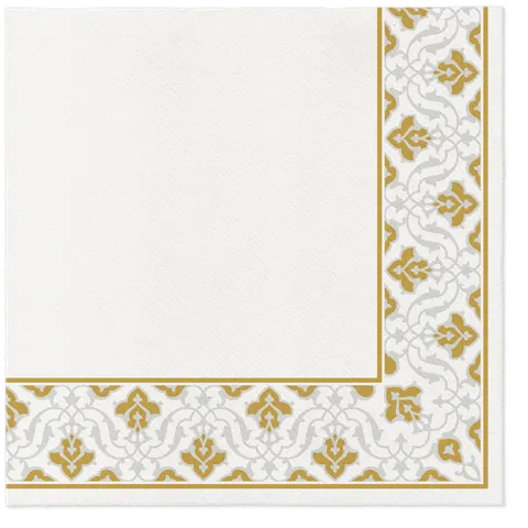 Serwetki Airlaid 40x40 Paw Flizelinowe- FLORAL FRAME GOLD