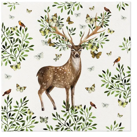 Serwetki Airlaid 40x40 Paw Flizelinowe-FOREST ANTLERS