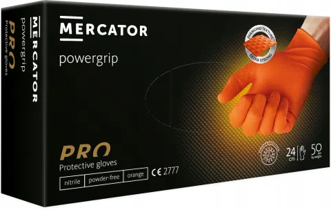 POWERGRIP ORANGE XL RĘKAWICE NITRYLOWE BEZPUDROWE