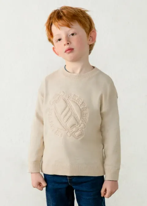 Sweter Skate dla chłopca Jasny beż melanż Mayoral 16-04304-010