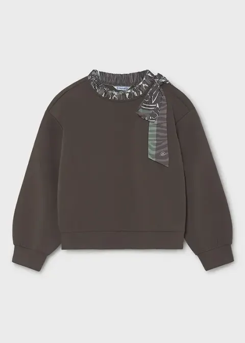 Bluza z kokardką dla dziewczynki Czekoladowa Mayoral 16-07428-053