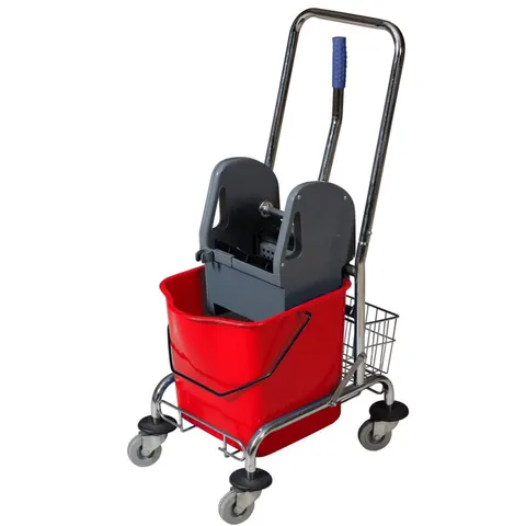 CleanPRO Wózek 25l z prasa + uchwyt + koszyk czerwony 358897