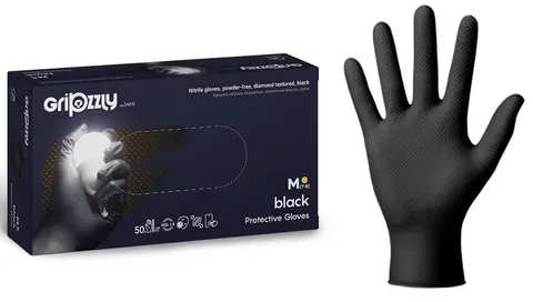 Rękawice nitryl czarne GRIP M (50) 23% Gripzzly