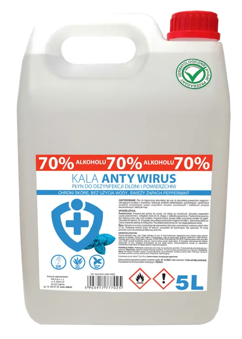 AntyWirus dezynfekcja rąk i powierzchni PEPPERMINT Mięta pieprzowa 5L