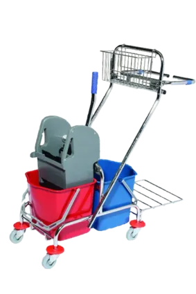 CleanPRO Wózek do sprzątania 2x17l z uchwytem na worek + koszyk 352607