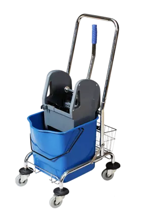 Wózek 25l z prasą + uchwyt niebieski 354313