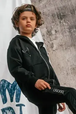 Bluza 101 SHORT ZIP HOODIE black booso
