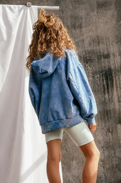 Bluza 126A ZIP HOODIE bez gwiazdy BLUE booso