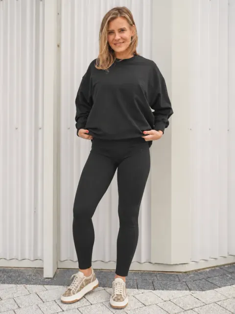 Legginsy damskie prążkowane RIB Czarne TUSS