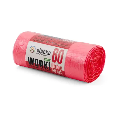 Worki na odpady 60l czerwone HDPE a'50 szt