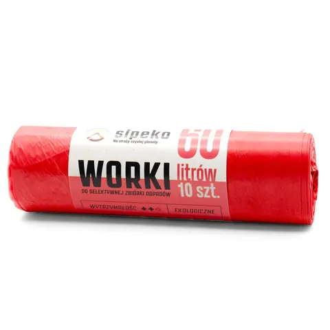 Worki na odpady 60l czerwone LDPE a'10 szt