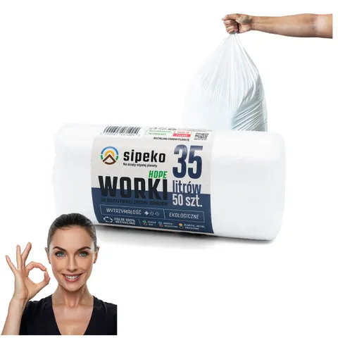 Worki na odpady 35l białe HDPE a'50 szt.
