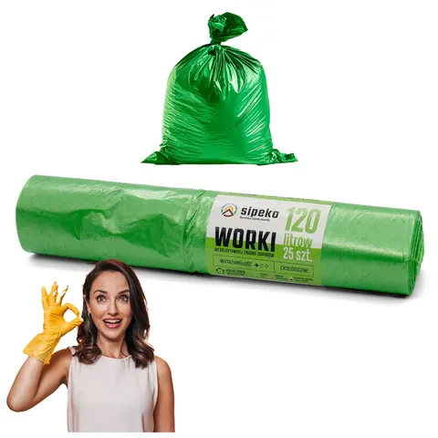 Worki na odpady 120l zielone LDPE a'25 szt