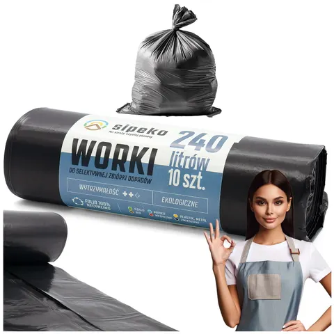 Worki na odpady 240l czarne LDPE a'10 szt