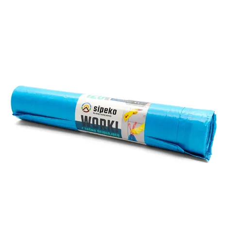 Worki na odpady 120l niebieskie LDPE a'10 z taśmą