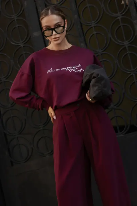 Bordowa bluza damska oversize Not Too Much BOPOCO