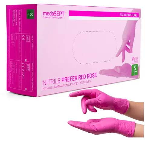 Rękawice nitrylowe bezpudr. S a'100 różowe MAGENTA