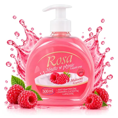 Mydło w płynie z dozownikiem 500 ml Rosa Malina