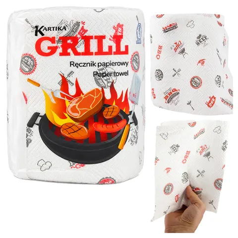 Ręcznik papierowy Kartika Grill Decor, 3-warstwowy, 210 listków