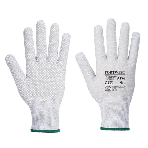 Antystatyczna rękawica z mikronakropieniami Grey/White