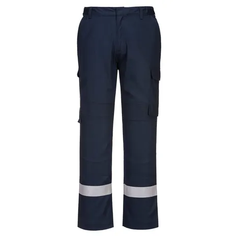 Lekkie spodnie trudnopalne z panelami Stretch Navy