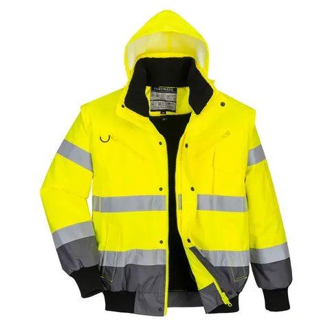 Kontrastowa kurtka ostrzegawcza Bomber 3 w 1 Yellow/Grey