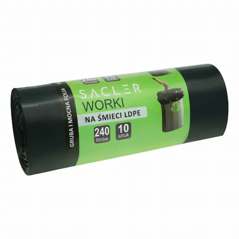 Sacler Worki na śmieci LDPE 240l (10) czarne mocne