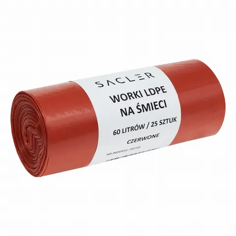 Sacler worki na śmieci LDPE 60l (25) czerwone