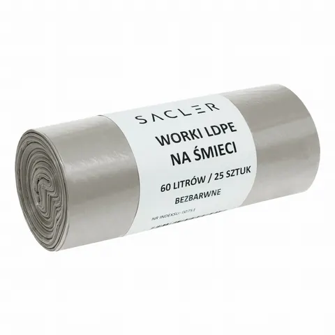 Sacler worki na śmieci LDPE 60l (25) bezbarwne