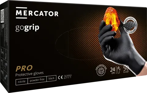 Rękawice techniczne nitrylowe GO grip black "XXL" 50 sztuk