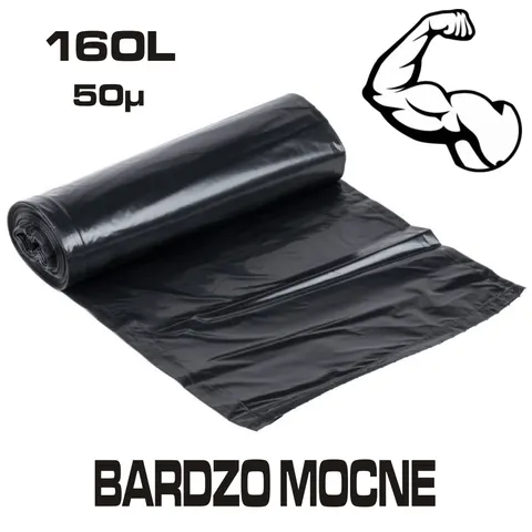 Worki 160L super mocne 90x110cm czarne 10 sztuk
