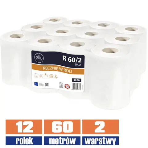 3070 LAMIX ręcznik w roli 100% celuloza 60mb / 12 sztuk