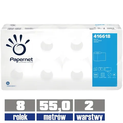 416618 PAPERNET papier toaletowy 2-warstwowy 55 mb / 8 sztuk