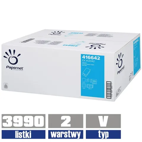 416642 PAPERNET ręcznik V-fold 2-warstwowy 3990 listków