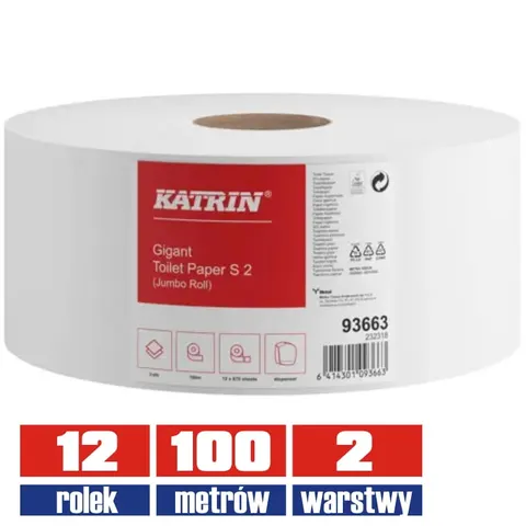 93663 KATRIN jumbo papier 2warstwowy 100mb / 12 sztuk