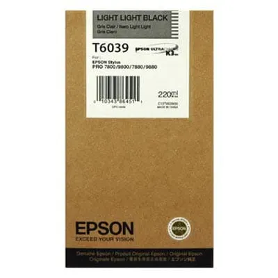Tusz EPSON T6039 LLK – jasny czarny (220 ml)