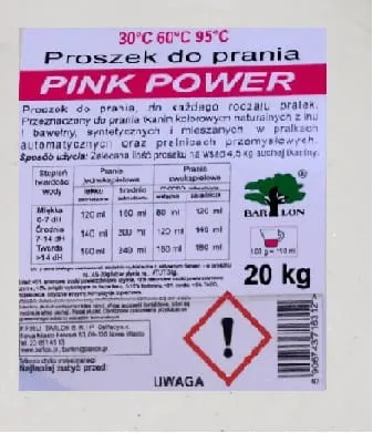 Barlon Pink Power 20kg Proszek do prania odzieży BHP