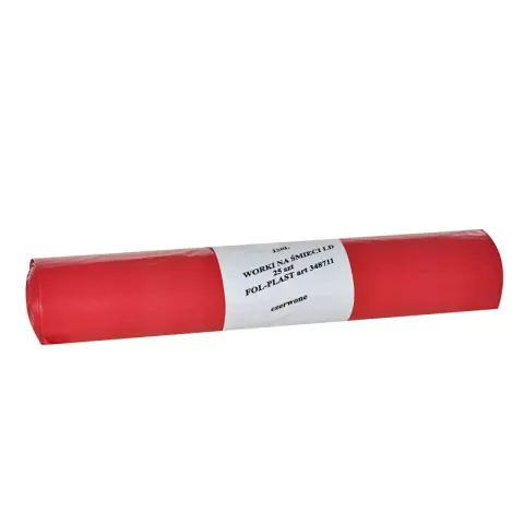 Worki na śmieci grube 120L LDPE czerwone 25szt