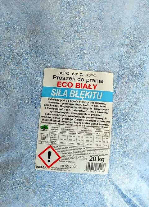 Barlon ECO Biały 20KG Siła błękitu Proszek do prania białego