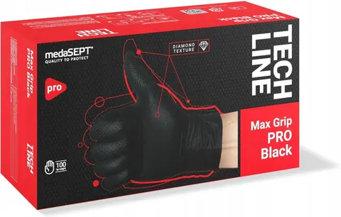 Rękawiczki MAX GRIP PRO nitrylowe czarne XL 90szt