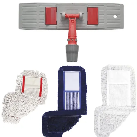 Zestawy mop płaski 80cm plastik + kpl. 3 nakładek