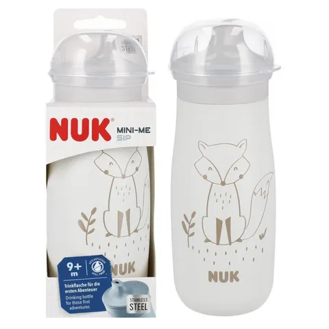 Nuk kubek niekapek bidon mini-me 300ml 9m+ stal nierdzewna popielaty