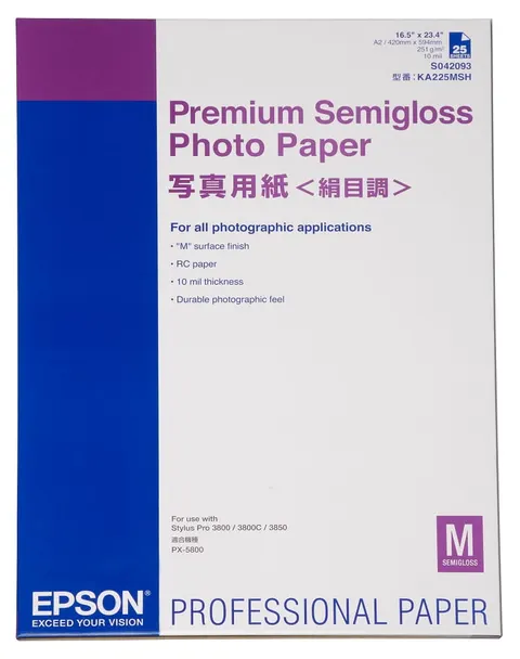 Papier EPSON Premium Semigloss Photo Paper 250 g/m2 - A2, 25 arkuszy