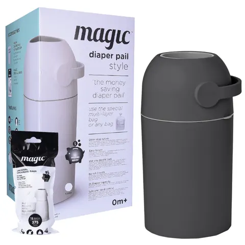 Magic majestic kosz na zużyte pieluchy (na 25 pieluch) + worki - ciemny grafit