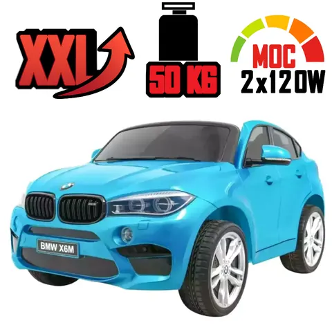 Duży samochód na akumulator dla 2 dzieci bmw x6m xxl niebieski lakier
