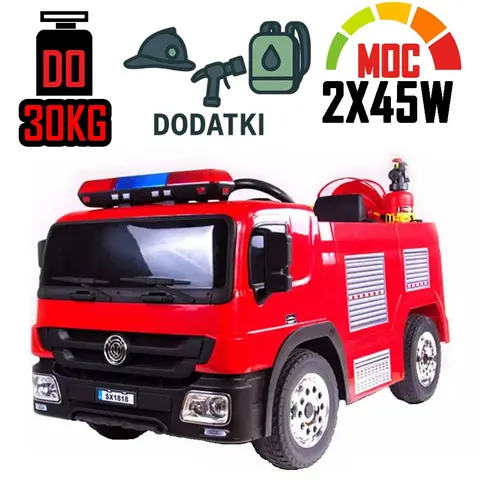 Straż pożarna dla dzieci na akumulator + akcesoria strażackie