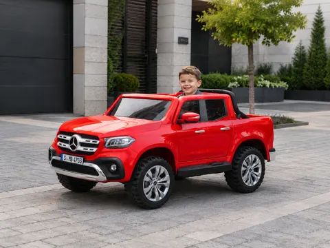 Mercedes x class czerwony lakier duży pick-up na akumulator do 50 kg 4x4