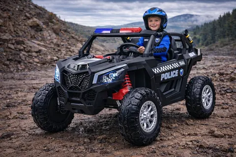 Mocne auto na akumulator dla dzieci xb-2118 xxl duża czarna policja 24v 4x200w