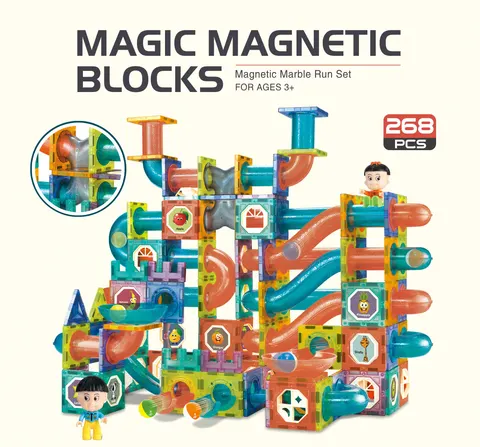 Klocki magnetyczne - tor kulkowy no.1209 zestaw 268 el.