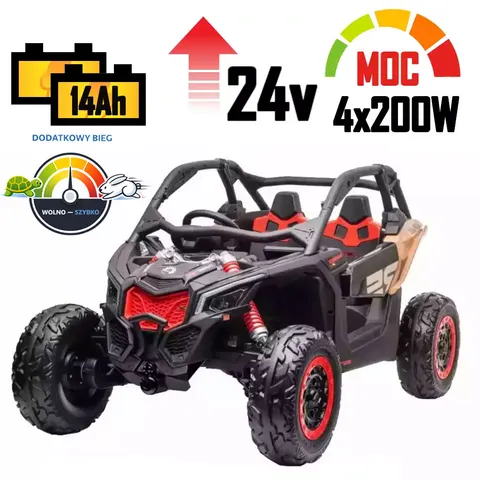 Mocne auto na akumulator buggy can-am rs maverick turbo rs dk-ca001 4x200w 14ah! + dodatkowy bieg!